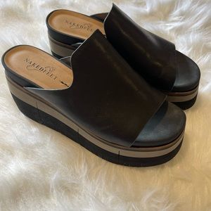 Naked Feet Flow Black Wedges